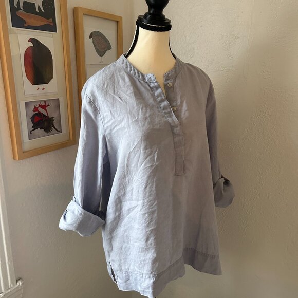 Simon's Contemporaine 100% Linen Tunic Light Blue Women Size Large - Picture 1 of 8